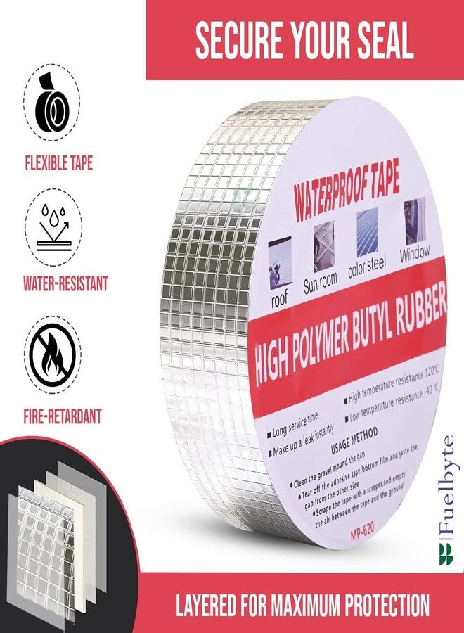 Fuelbyte Waterproof Foil Tape for Leakage Repair for Pipe Leakage Duct Tape Roof Water Leakage Solution Aluminium Foil Tape Waterproof Adhesive Tape Water Leakage Tape Rubber Tape - Image 2